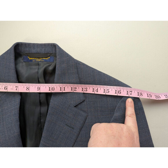 Vtg Brooks Brothers 346 Suit Navy Blue Glen Plaid Wool Business Mens Size 40R - Picture 11 of 16